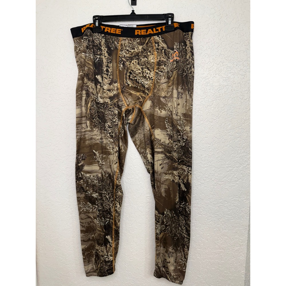 Realtree Mens Max-1 Camo Performance Leggings Base Layer XL 40-42 Brown Orange